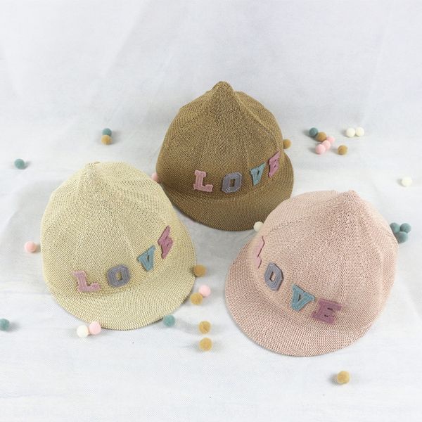 

children's straw straw summer baby sun men's and women's cute pointed equestrian hat love letter breathable sun hat, Blue;gray