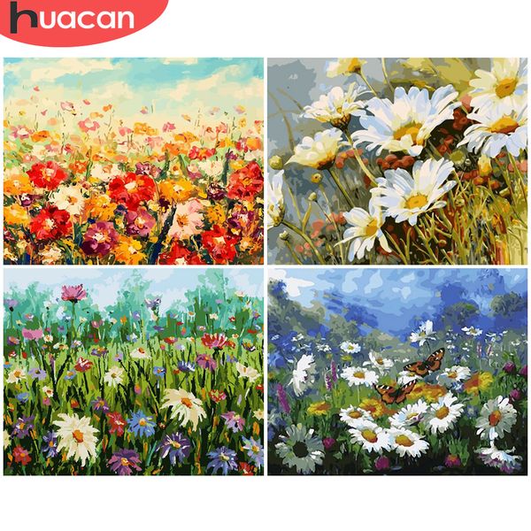 

huacan oil painting by number flowers diy pictures by numbers flower drawing on canvas hand painted paintings art home decor