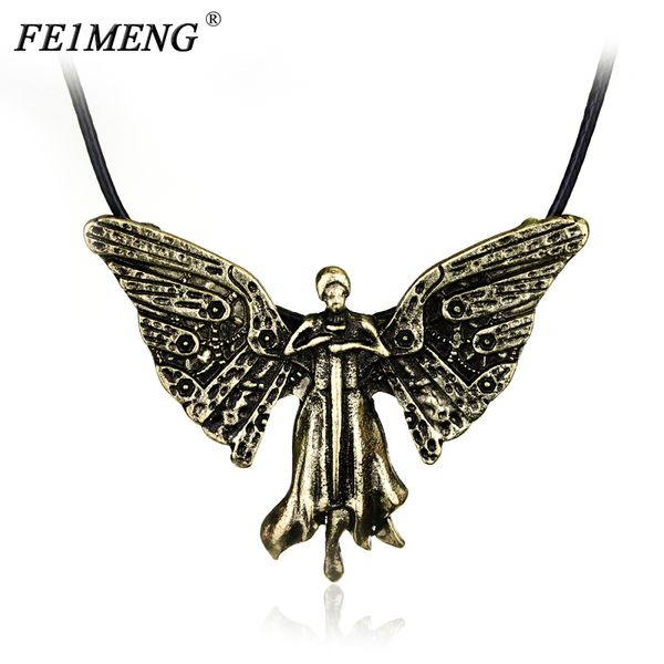 

the mortal instruments city of bones necklace bronze the infernal devices tessa's clockwork angel pendant necklaces for women, Silver