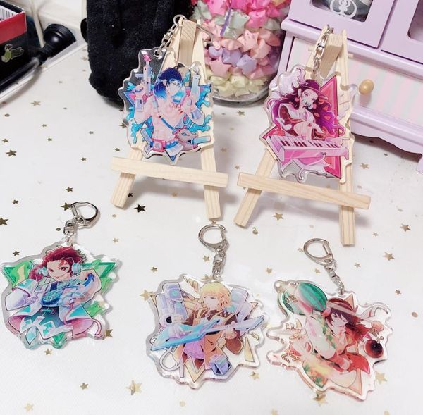 

anime demon slayer: kimetsu no yaiba hashibira inosuke cosplay acrylic character keychain keyring itabag pendant toy gift, Silver