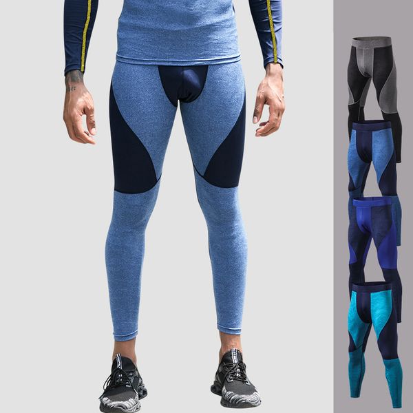 

men compression pants running pants men training fitness sports leggings jogging gym tight sweatpants crossfit workout, Black;blue