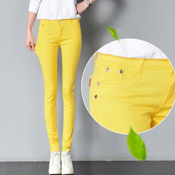 

woman jeans solid pencil women pants girls sweet candy color slim ankle length trousers femme pantalon good quality women leggings, Black