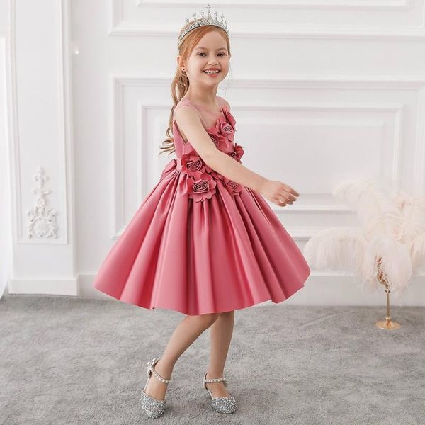 

fancy flower girl dress for weddings vestidos daminha kids evening pageant gowns with flowers first communion dresses for girls, Red;yellow