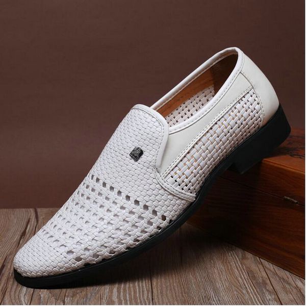 

dad summer sandals breathable shoes sandals for middle-aged mens shoes cut-outs slip on mens leather -232, Black
