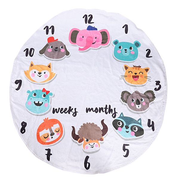 

flannel round 0-1 years infant baby monthly swaddle milestone blanket for shower gift pgraphy backdrop (animals