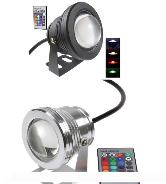 

10pcs waterproof 10w led underwater light 16 color changing rgb led pool pond fountain lamp 12v rgb floodlight with 24key ir remote