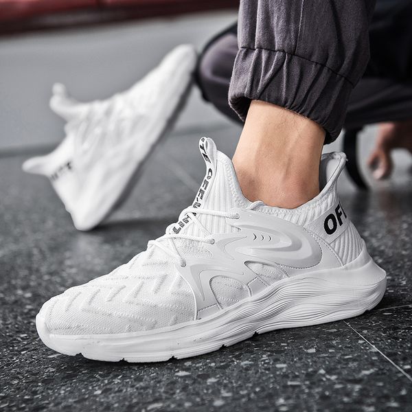 

2020 summer new fashion casual men's shoes breathable mesh thin section white shoes men's sports wild white, Black
