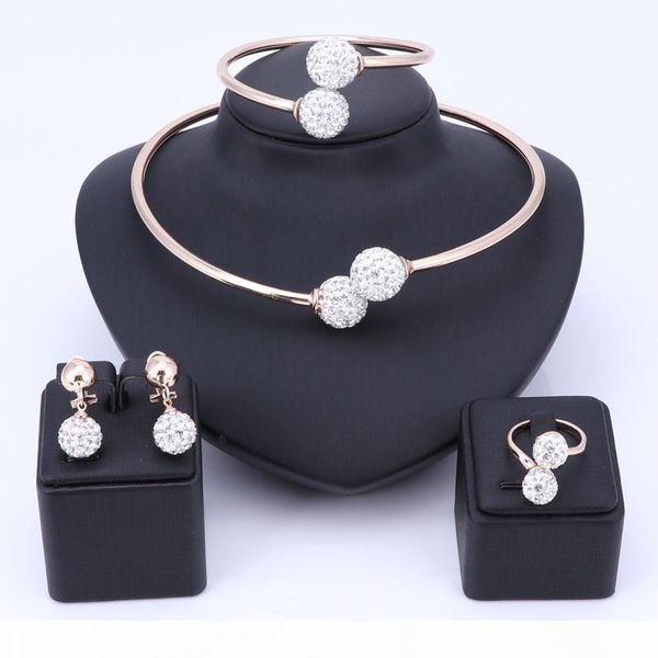 

wholesale african beads jewelry set fashion wedding of women dubai jewelry sets pure gold-color necklace earrings bangle ring, Black