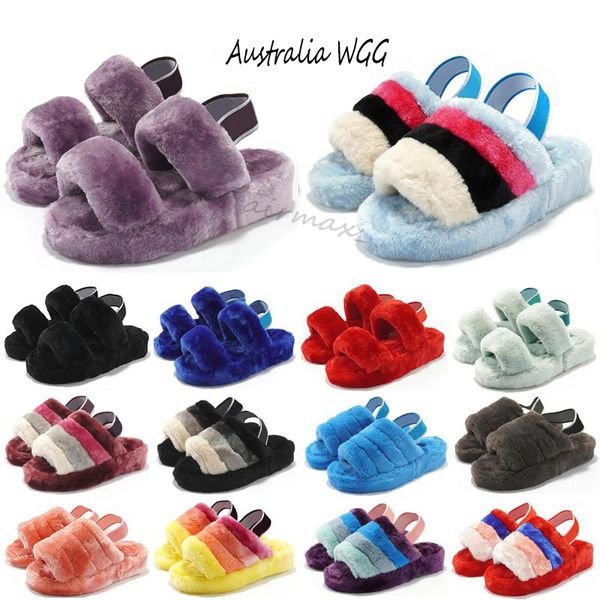 

slides classic fur slippers for women oh yeah fashion women shoes sandals pantoufle furry slippers fluffy flip flops hausschuhe 36-44, Black
