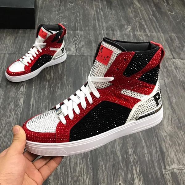 

new luxury style men shoes sneakers money beast hi -ankle boots herrenstiefel men shoes fashion bottes pour hommes with origin box sale, Black