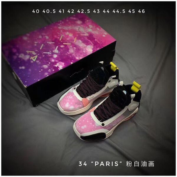 

jumpman 34 обувь xxxiv париж черный белый синий золото сша граффити дети баскетбол для mens 34s спортивные кроссовки тренеров обучение, Black
