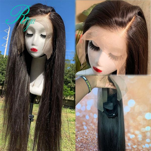 

13x4 150% color 1 straight closure wig lace front human hair wigs with baby hair for black women preplucked brazilian remy hair