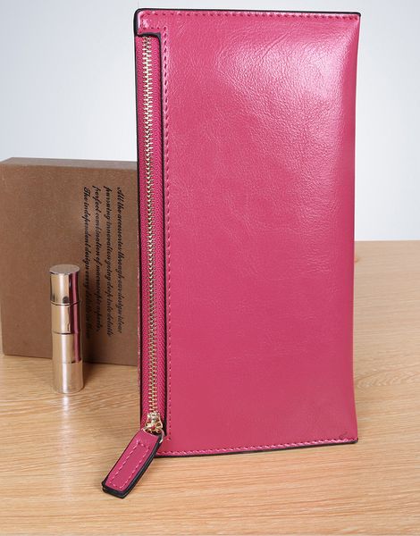 

women wallets long thin genuine leather zipper wallet ladies hand mobile phone bag men wallet purse, Red;black