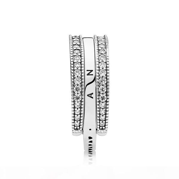 

i new arrival clear cz diamond flipping wedding ring original box for pandora 925 sterling silver hearts engagement rings set, Slivery;golden