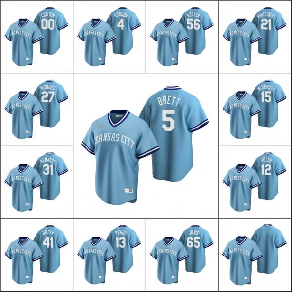 

канзас-сити royals s-6xl джордж brett 13 сальвадор перес 41 дэнни даффи женщины молодежь пользовательское cooperstown автодорожного джерси, Blue;black