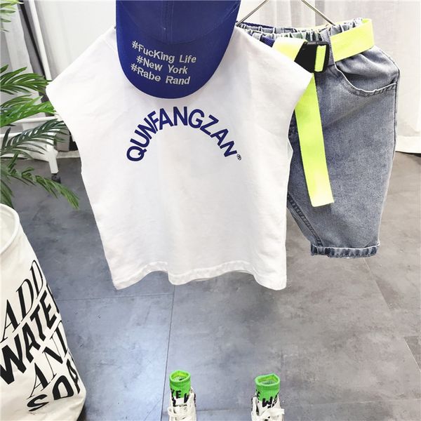 

children's trendy 2020 summer new sleeveless t-shirt vest vest thin baby casual all-match t-shirt h13535, Blue