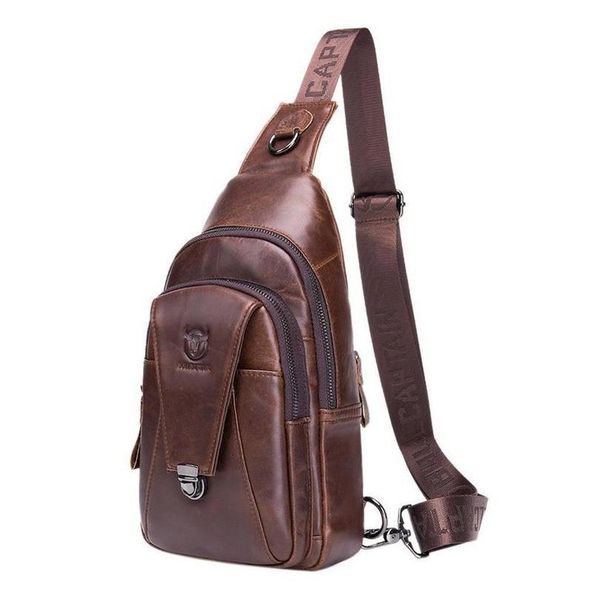 

bullcaptain vintage messenger bag men genuine leather cowhide chest back pack travel fashion crossbody shoulder bags sac a main