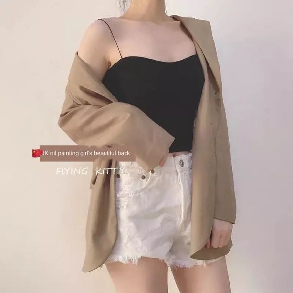 

tywp6 oil painting girl's back plastering bra small vest underwear female student underwear brabra brakorean style breathable belt ches, White