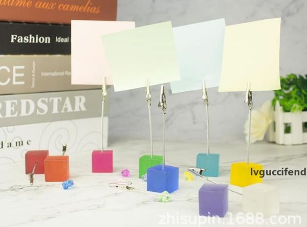

color cube stand alligator wire p clip memo card holder table wedding party place favor customized gift note clamp