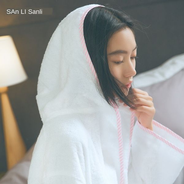 

new sanli cotton male and female couples children's bathrobe parent-child hat bathrobe