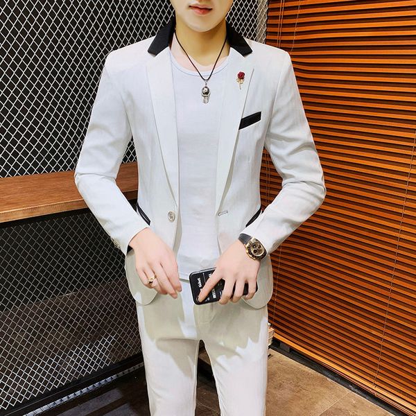 

men tuxedo suit costume mariage homme pants smoking uomo striped suit mens simple fashion trajes de hombre traje novio 2020, White;black