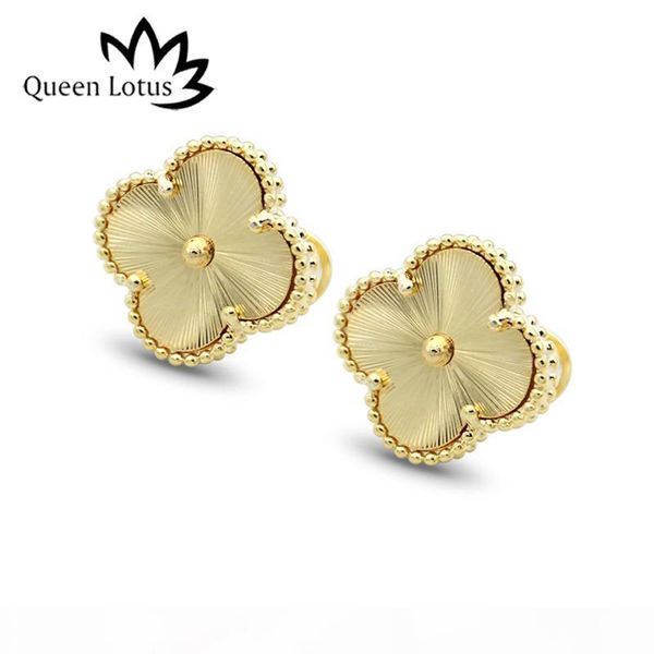 

queen lotus 2020 gold color textured stud earrings flower women titanium steel earrings for wedding gift whosale, Silver