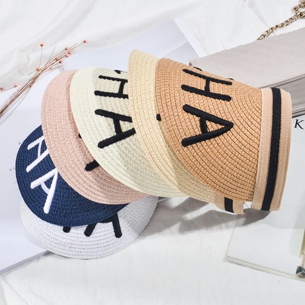 

female korean style hollow outdoor sun embroidered hollow cap summer sun straw embroidered hat beach hat, Blue;gray