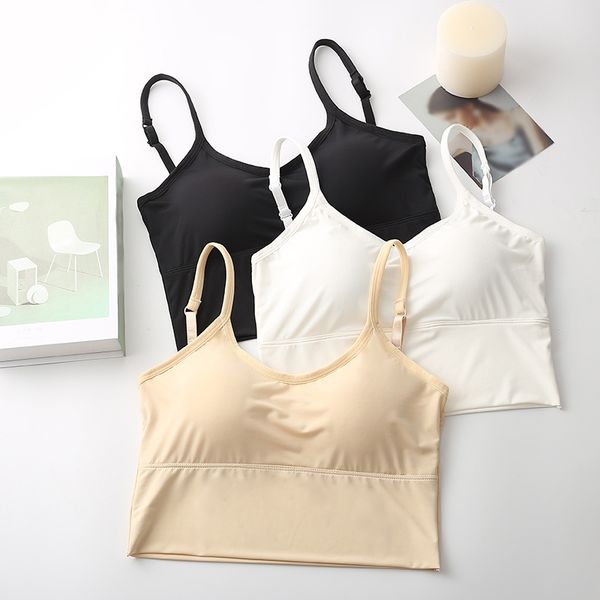 

new beautiful back ice silk suspenders underwear tube female integrated bottoming without steel ring wrapped chest, Black;white