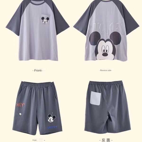 

2020 new round neck cotton cartoon shorts clothes shorts home clothes couple suit home wear seamless 48, Blue;red