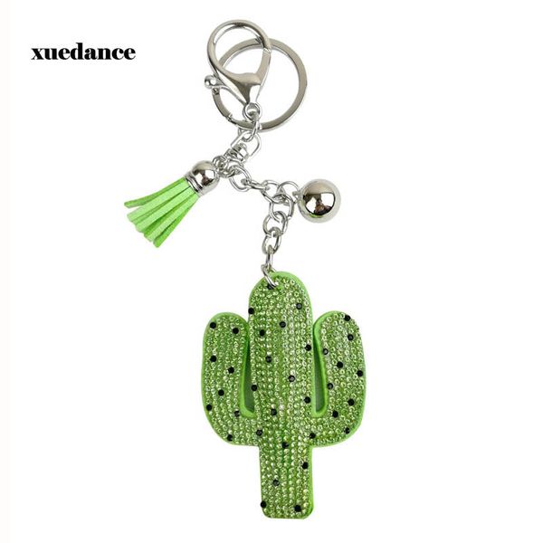 

full crystal rhinestone cactus keychain car keyrings women's bags decoration accessories horse pendants jewelry, Silver