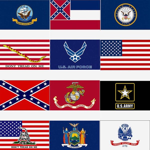 3x5ft Bandiera USA Bandiera dello stato del Mississippi Bandiere confederate 90 * 150cm Bandiera dell'esercito degli Stati Uniti Bandiera della marina militare dell'aeronautica militare