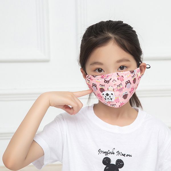 Cartoon Kids Mask PM2.5 Maschere per il viso con valvola respiratoria Maschere antipolvere Bambini Designer Mask Tasche filtranti Protezione antipolvere FY9142