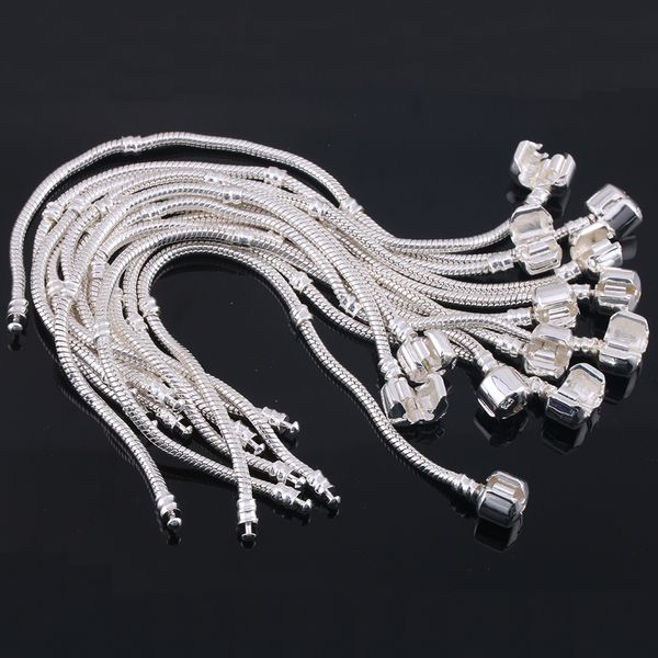 

luxury 925 sterling silver diy chain bracelet fit pandora charms beads sale authentic jewelry pulseira gift for men women 16-23cm wholesale, Golden;silver