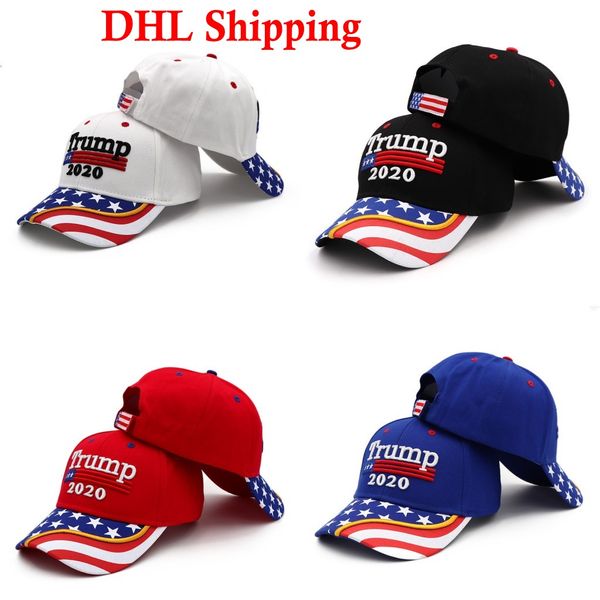 

Free DHL New Keep America Great Again Cap 2020 Donald Trump Embroidery Adjustable Baseball Hat with USA Flag for Men Women Snapback