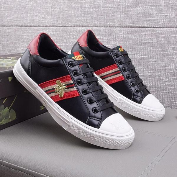 

luxury men 's ace embroidered sneaker mens sports shoes lightweight vintage low lace -up casual men shoes zapatos de lujo para hom, Black