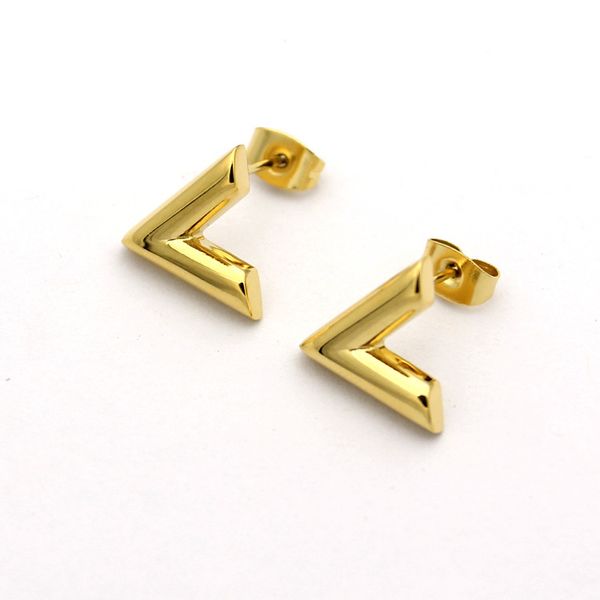 

2019 новая мода горячие продажи марки нержавеющей стали 316l бренда v письмо любовь серьги стержня для женщин ювелирные изделия серьги подар, Golden;silver