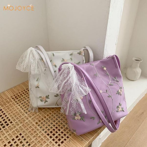 

fashion lace flower women handbag elegant totes bucket shoulder bags pu leather female travel beach shopping purse