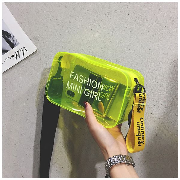 

2020 new small square bag casual transparent shoulder bag wide shoulder strap printed jelly female bags women purse and handbags