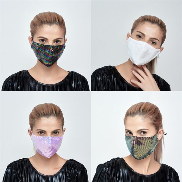 

foldable fashion mascarilla protection mouth respirator can put pm2.5 filter anti haze face mask mermaid sequins washable 4 6sm b2