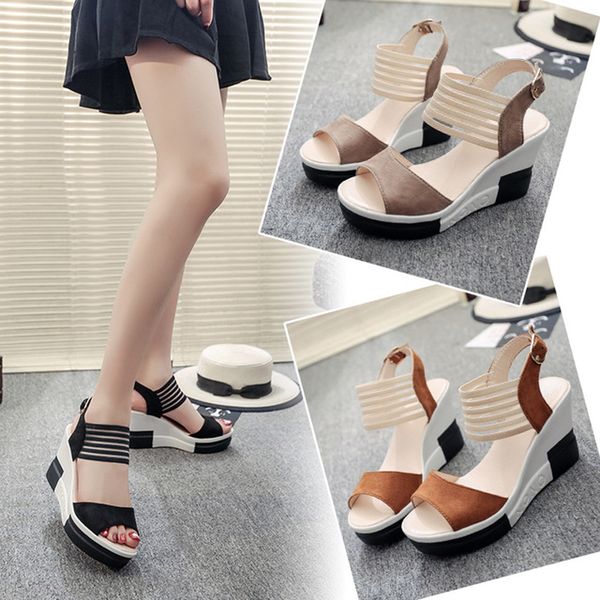 

sandals women wedges shoes thick soles summer new women shoes with platform shoes with open toe shoes. lx-060 cs03, Black
