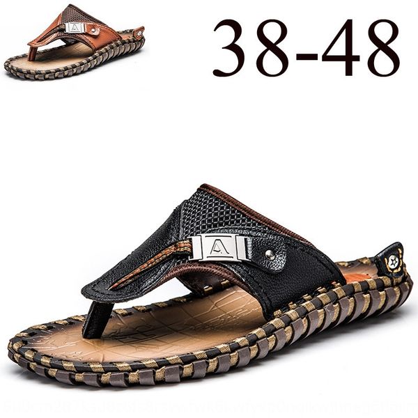 

flip-flops men's first layer cowhide 2020 flip-flops sandals and slippers summer anti-slip sandals men's fashion sports slippers