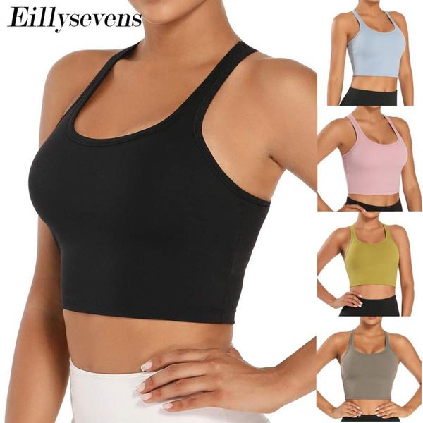 

women's tanks & camis sports vest women high stretch breathable fitness running gym seamless crop sweat sport shirts, White