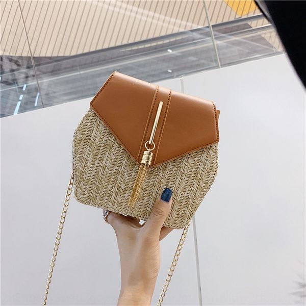 

rcmww ins super fire small shoulder chain female 2019 summer new korean style all-match straw woven chain bag fashion shoulder messenger bag