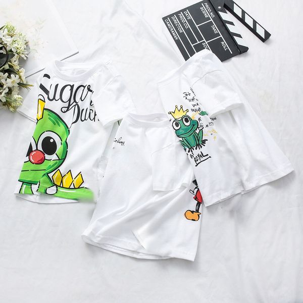 

sopfx new 2020 children's korean style d fashion short sleeve t-shirt home home furnishing fashion cartoon printing casual loose t-shir, Blue