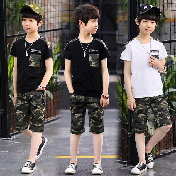 

boys' summer 2020 new children's suit children's clothes boys' summer clothes short-sleeved camouflage two-piece suit