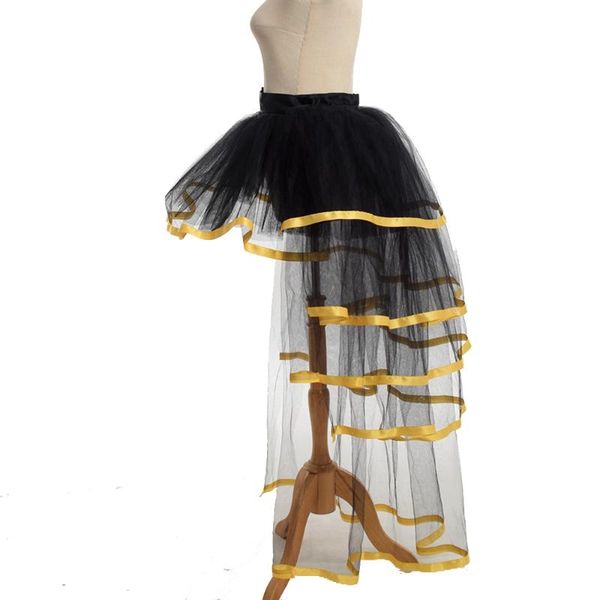 

skirts women mesh tulle bustle skirt steampunk victorian party tutu ruffle tiered dance stage performance clubwear, Black