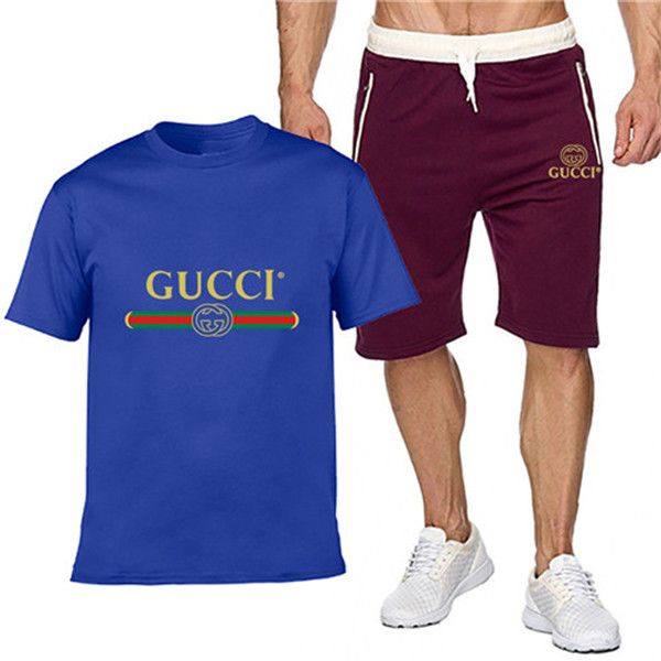 

2019 new arrivals summer mens tracksuit short sleeve t-shirt and shorts casual hoodies sports suit sports set men's round neck sport bo, Gray