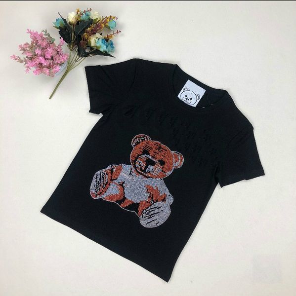 

Women's T-shirt Summer Fashion Advanced Imported Hot Diamond Super Flash Letter Pattern T-shirt Men's Trend Size S-2XL
