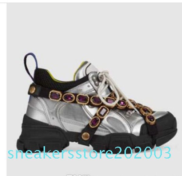 

flashtrek designer shoes with removable crystals mens sneaker fashion designer women shoes casual sneakers size 35-45 s03, Black