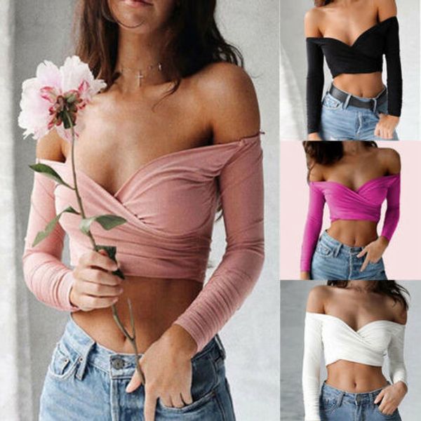 

summer women ladies casual off shoulder bandage v neck tank vest crop frill black pink white